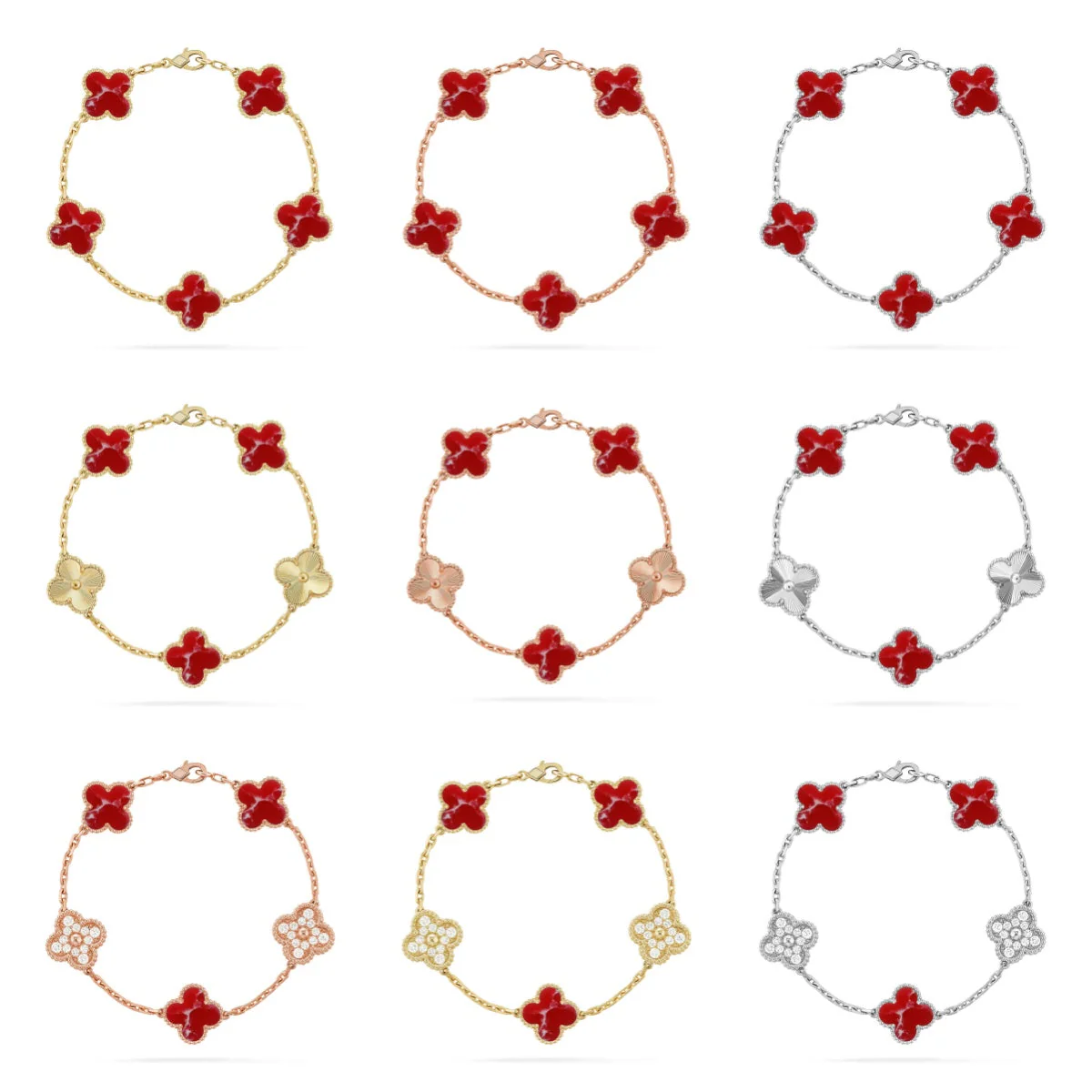 [⭐JeweliWhal] مجموعة سوار CLOVER 5 MOTIF RED PATTERN