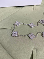 [⭐JeweliWhal]CLOVER 10 MOTIFS  FULL DIAMOND NECKLACE