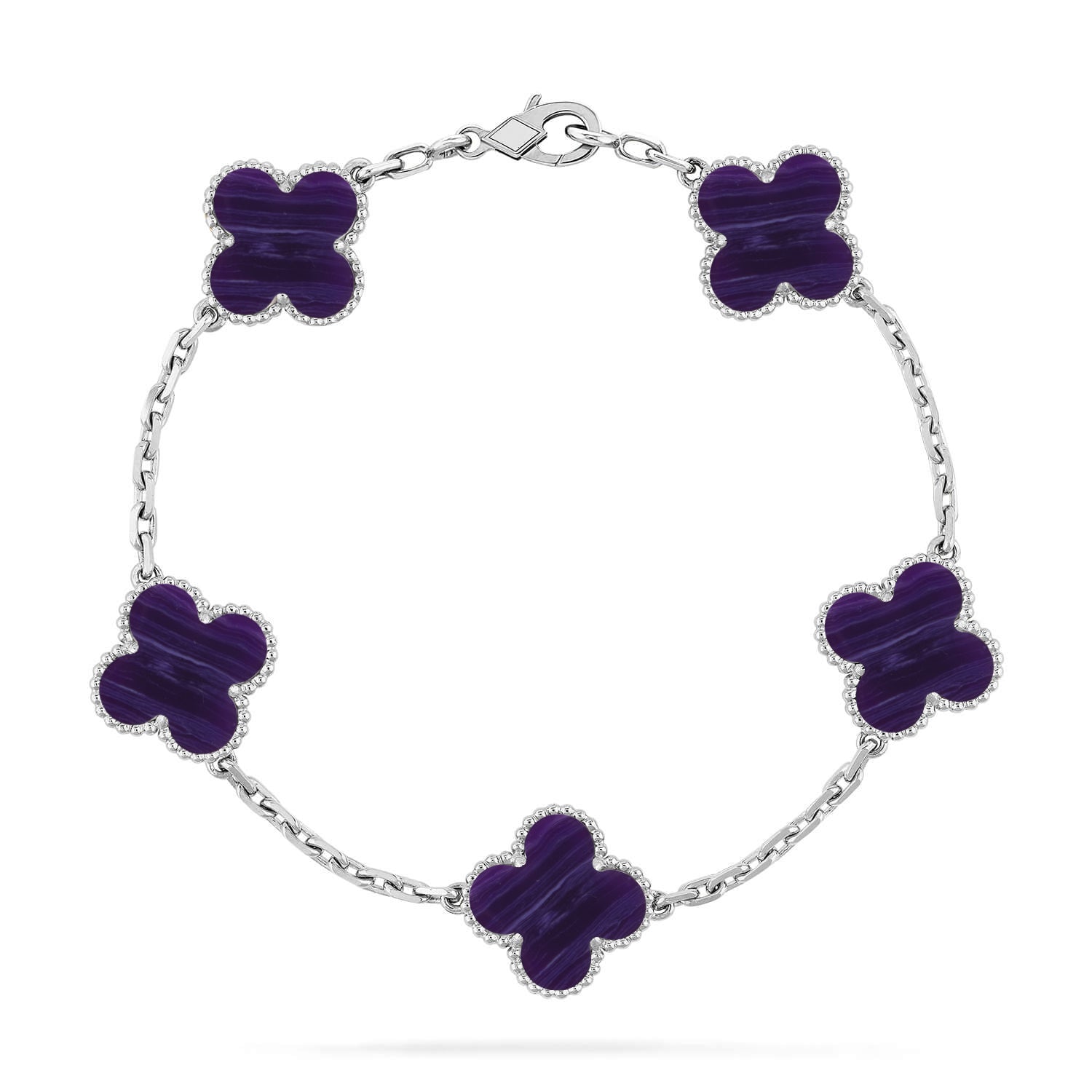 [⭐JeweliWhal]CLOVER 5 MOTIF PURPLE STRIPES BRACELET COLLECTION