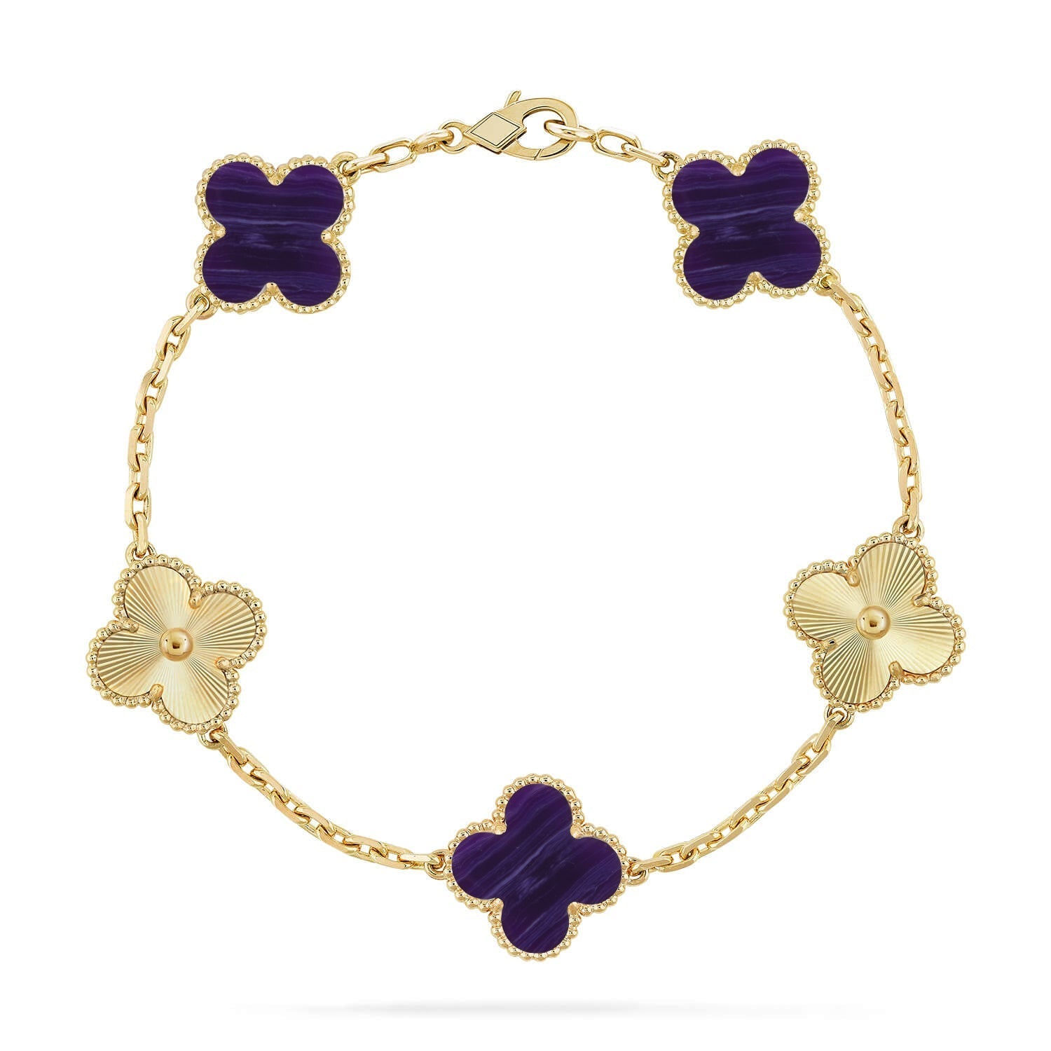 [⭐JeweliWhal]CLOVER 5 MOTIF PURPLE STRIPES BRACELET COLLECTION