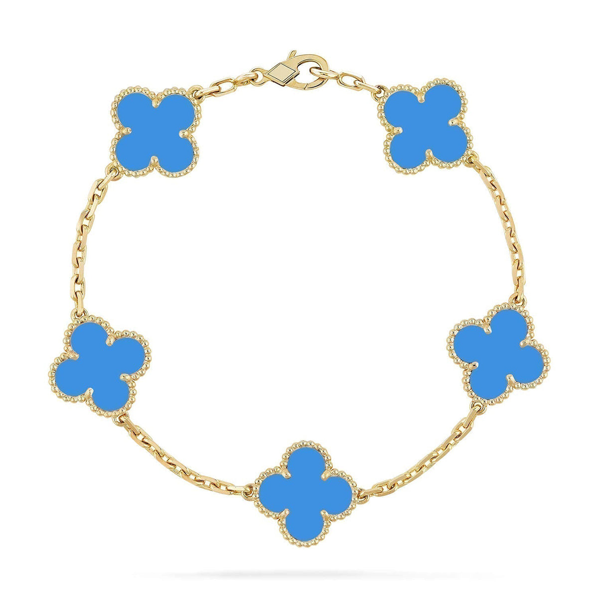 [⭐JeweliWhal] CLOVER 5 MOTIF BLUE AGATE BRACELET COLLECTION