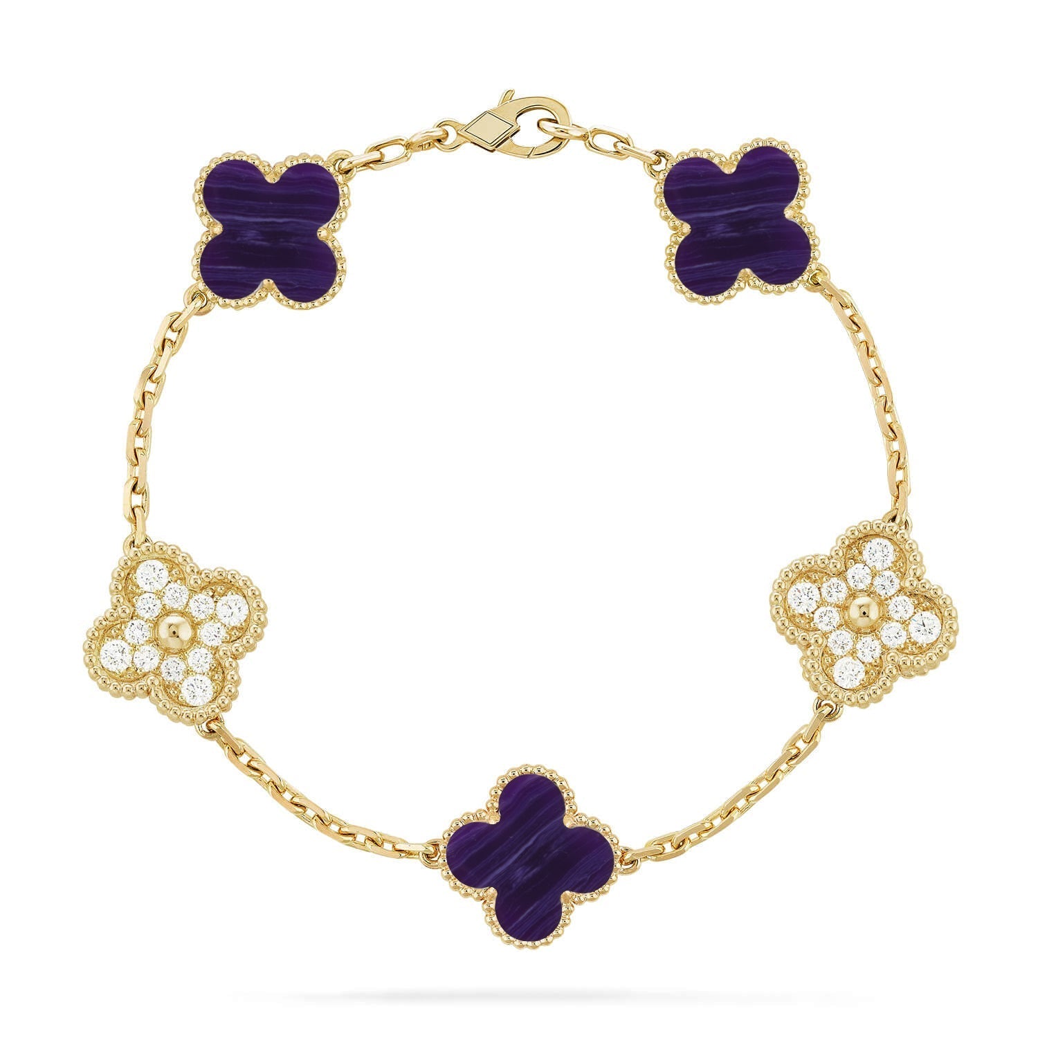 [⭐JeweliWhal]CLOVER 5 MOTIF PURPLE STRIPES BRACELET COLLECTION