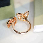 [⭐JeweliWhal]TWIN BUTTERFLY DIAMOND MOP RING