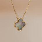 [⭐JeweliWhal]CLOVER 15MM  GRAY MOTHER OF PEARL NECKLACE