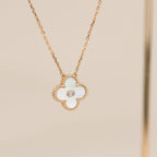 [⭐JeweliWhal]CLOVER 15MM DIAMOND WHITE FRITILLARIA NECKLACE
