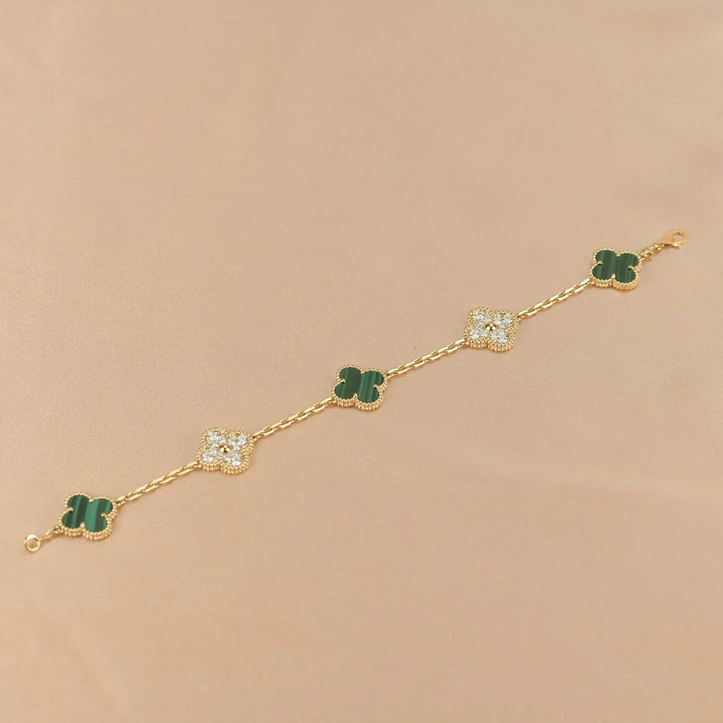 [⭐JeweliWhal] CLOVER 5 MOTIF MALACHITE BRACELET COLLECTION