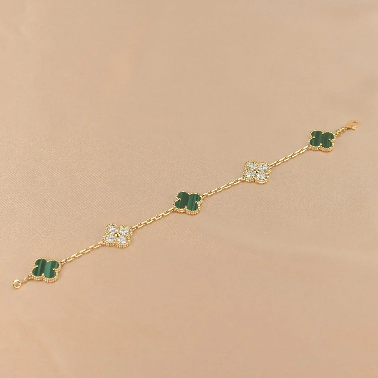 [⭐JeweliWhal] CLOVER 5 MOTIF MALACHITE BRACELET COLLECTION