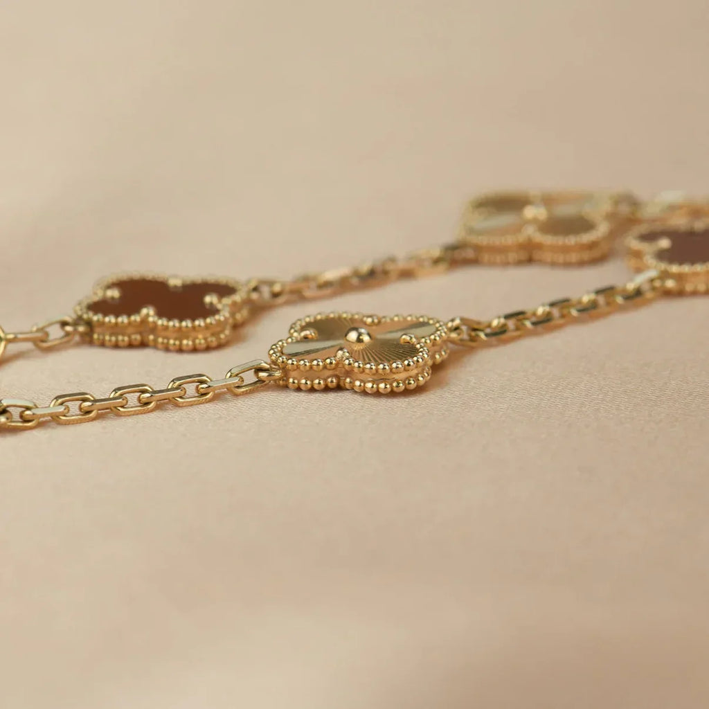 [⭐JeweliWhal] クローバー 5モチーフ レッド コーネリアン ブレスレット コレクション