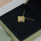 [⭐JeweliWhal]クローバー 15mm ダイヤモンド ゴールド マザーオブパール ネックレス