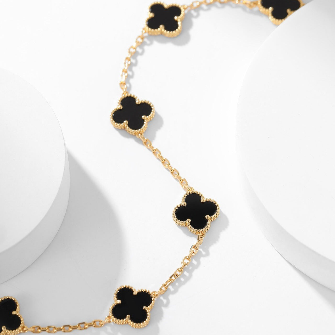 [⭐JeweliWhal]CLOVER 10 MOTIFS ONYX NECKLACE