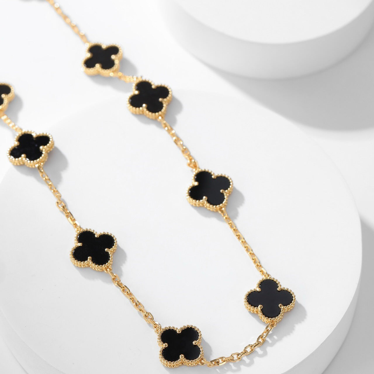 [⭐JeweliWhal]CLOVER 10 MOTIFS ONYX NECKLACE