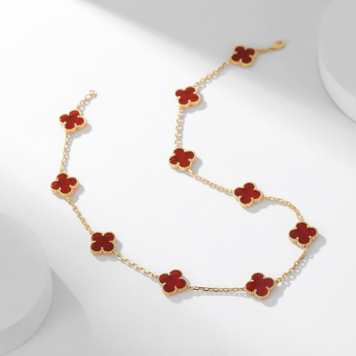 [⭐JeweliWhal]CLOVER 10 MOTIFS CARNELIAN NECKLACE