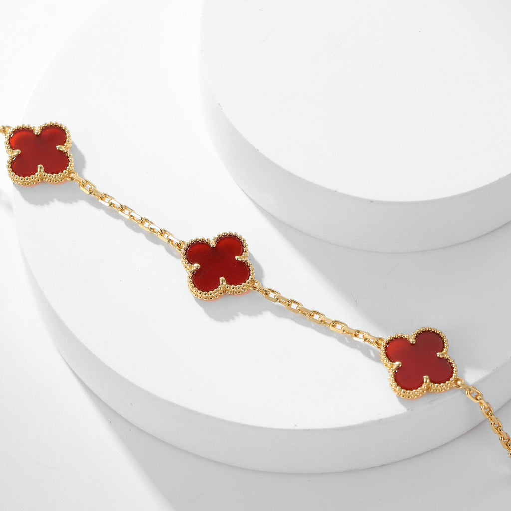 [⭐JeweliWhal]CLOVER 10 MOTIFS CARNELIAN NECKLACE
