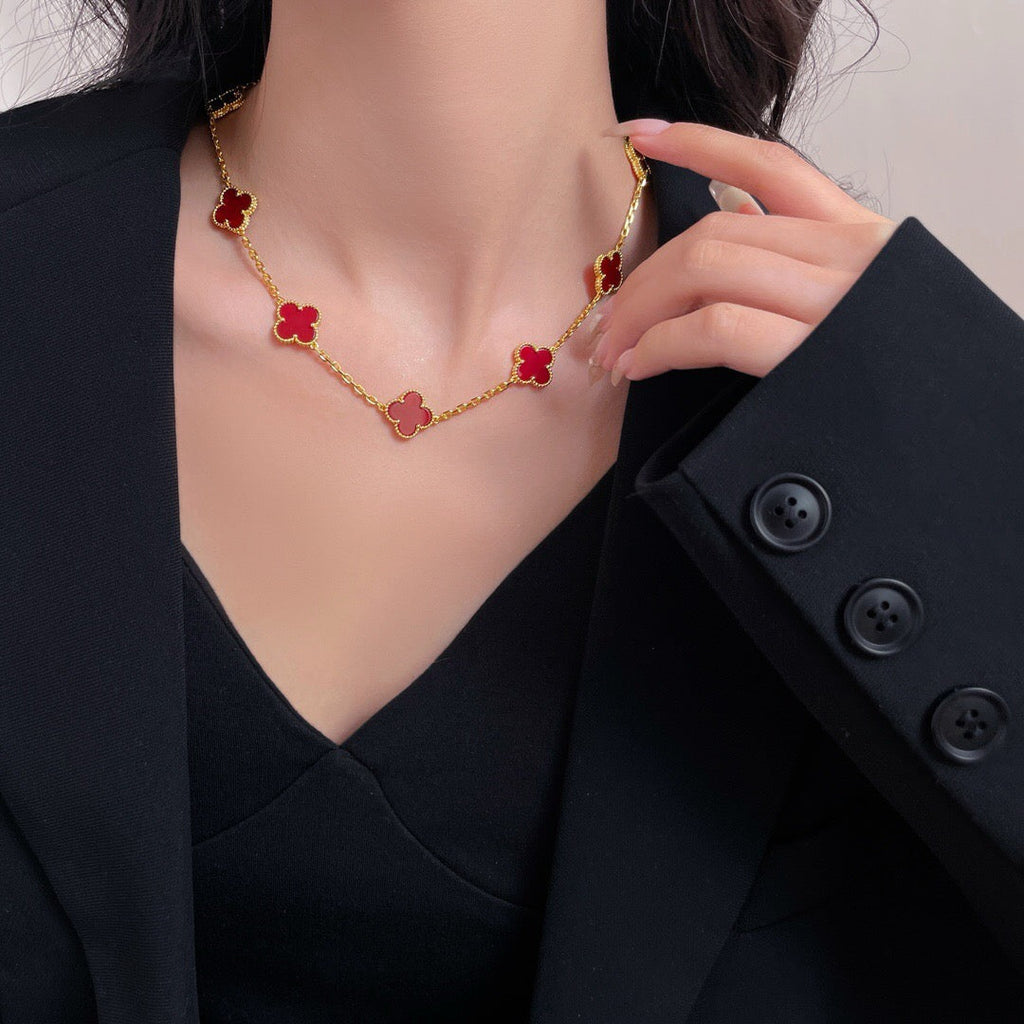 [⭐JeweliWhal]CLOVER 10 MOTIFS CARNELIAN NECKLACE