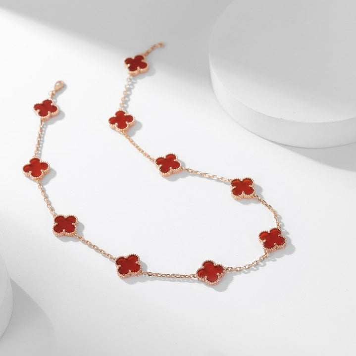 [⭐JeweliWhal]CLOVER 10 MOTIFS CARNELIAN NECKLACE