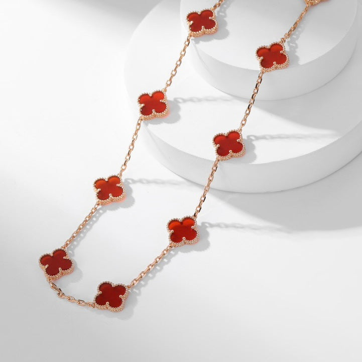[⭐JeweliWhal]CLOVER 10 MOTIFS CARNELIAN NECKLACE