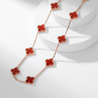 [⭐JeweliWhal]CLOVER 10 MOTIFS CARNELIAN NECKLACE