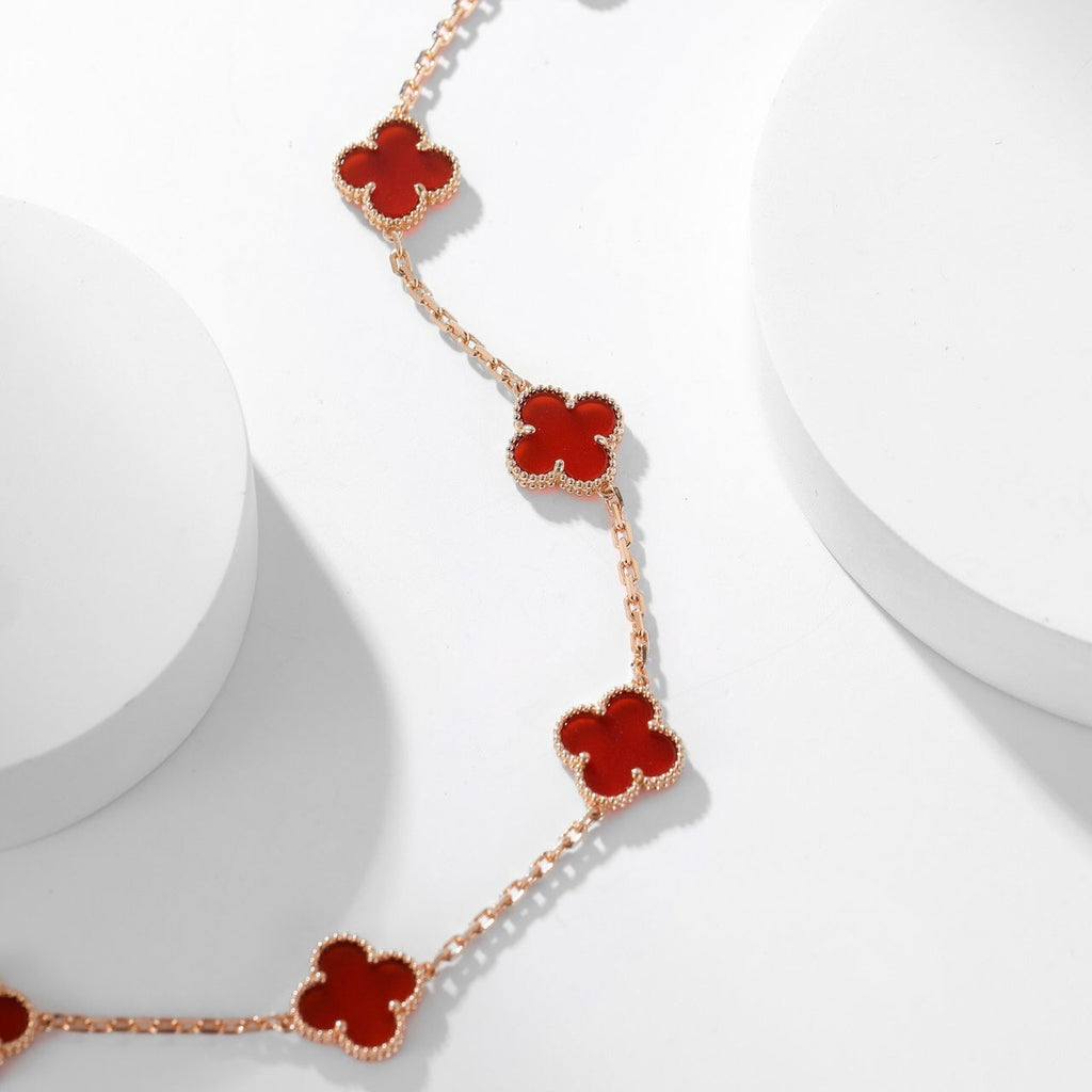 [⭐JeweliWhal]CLOVER 10 MOTIFS CARNELIAN NECKLACE
