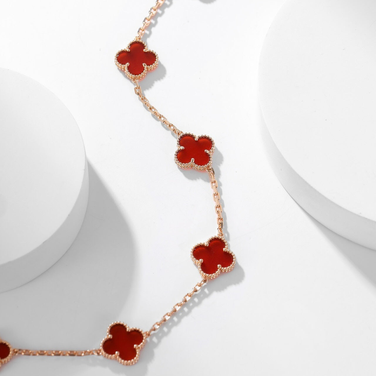 [⭐JeweliWhal]CLOVER 10 MOTIFS CARNELIAN NECKLACE