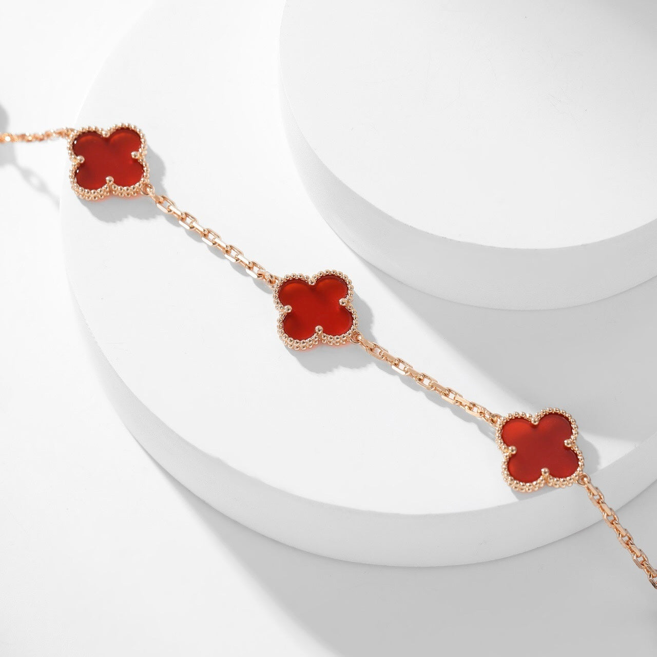 [⭐JeweliWhal]CLOVER 10 MOTIFS CARNELIAN NECKLACE