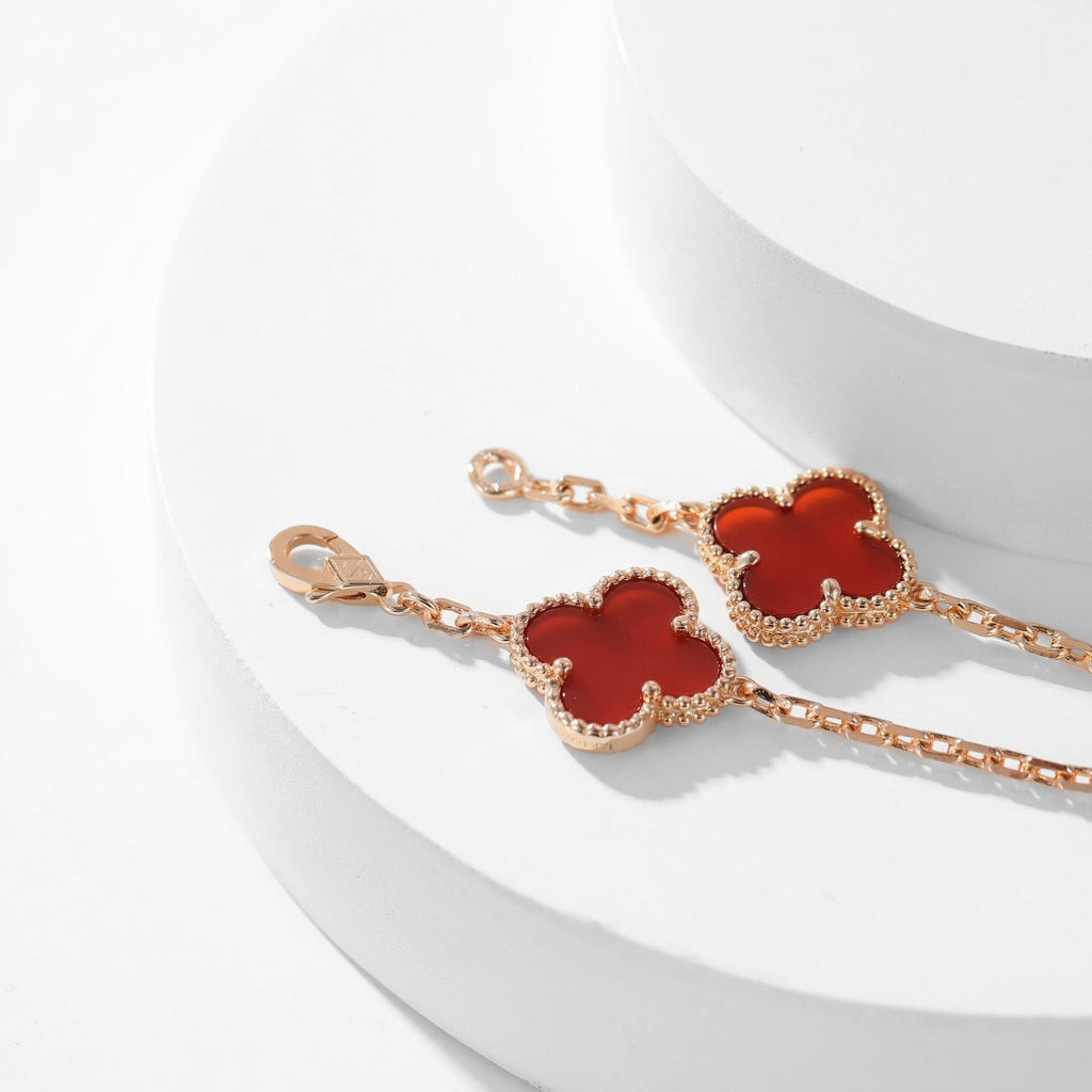 [⭐JeweliWhal]CLOVER 10 MOTIFS CARNELIAN NECKLACE