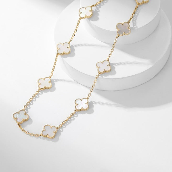 [⭐JeweliWhal]CLOVER 10 MOTIFS WHITE MOTHER OF PEARL NECKLACE