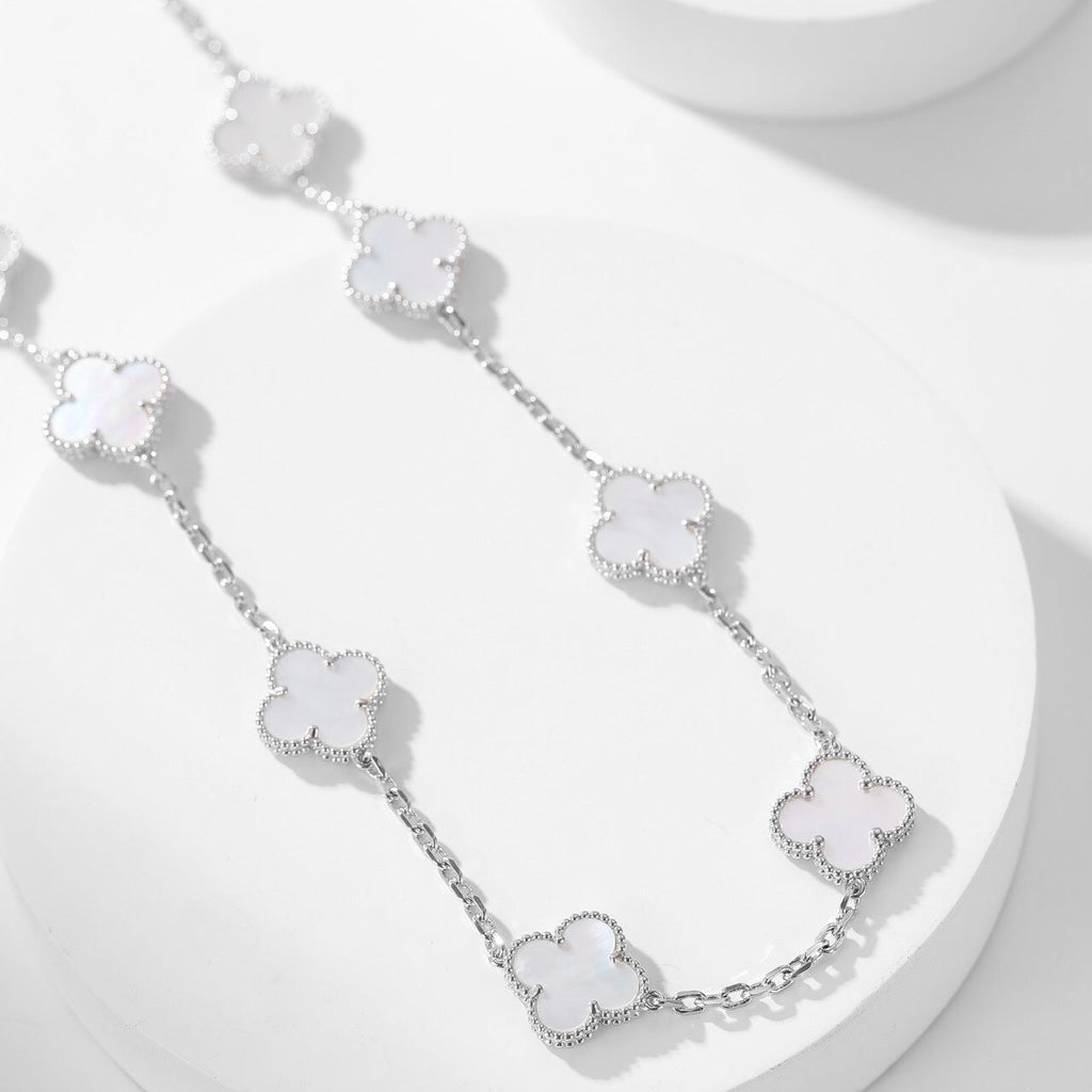 [⭐JeweliWhal]CLOVER 10 MOTIFS WHITE MOTHER OF PEARL NECKLACE