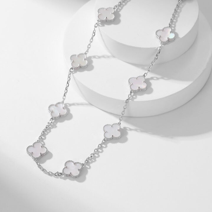 [⭐JeweliWhal]CLOVER 10 MOTIFS WHITE MOTHER OF PEARL NECKLACE