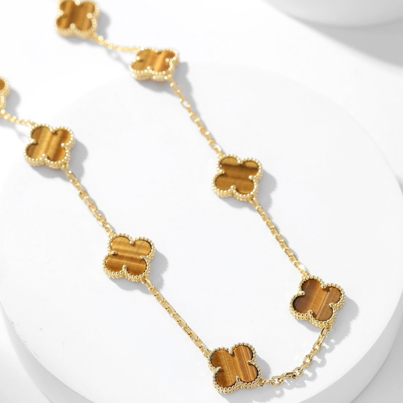 [⭐JeweliWhal]CLOVER 10 MOTIFS TIGER EYE NECKLACE