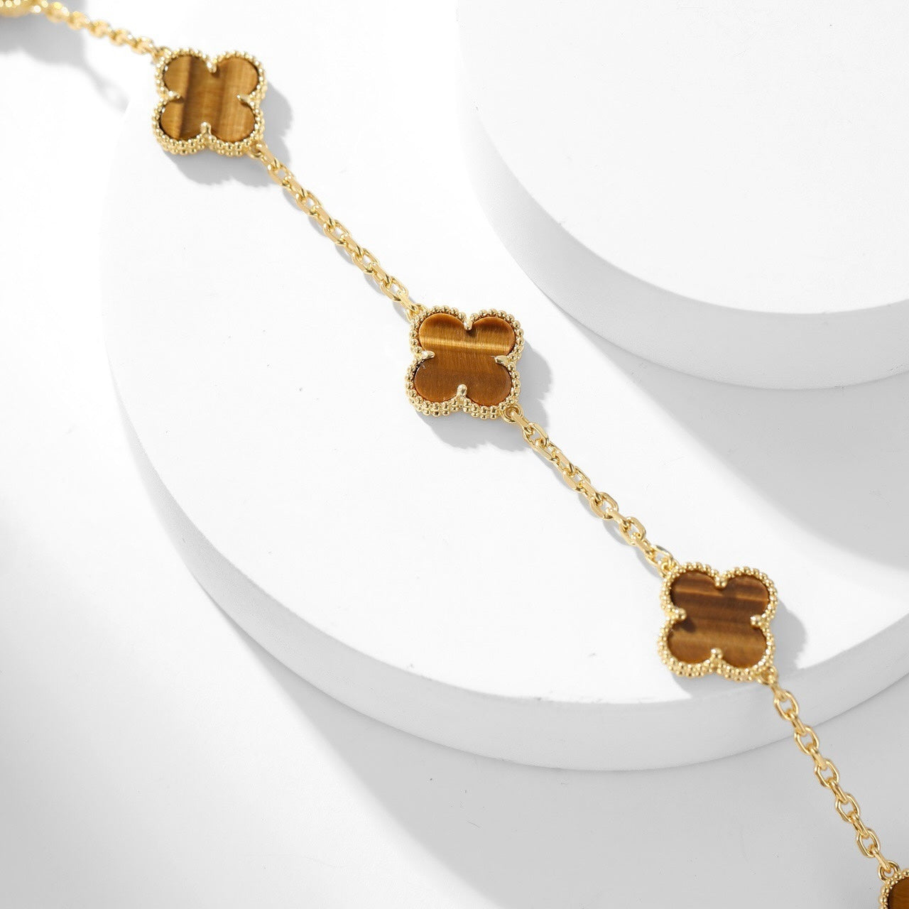 [⭐JeweliWhal]CLOVER 10 MOTIFS TIGER EYE NECKLACE