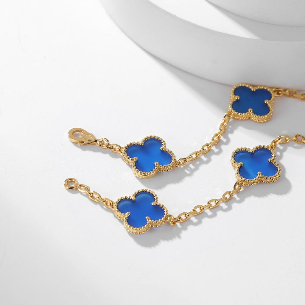 [⭐JeweliWhal]CLOVER 10 MOTIFS BLUE AGATE NECKLACE