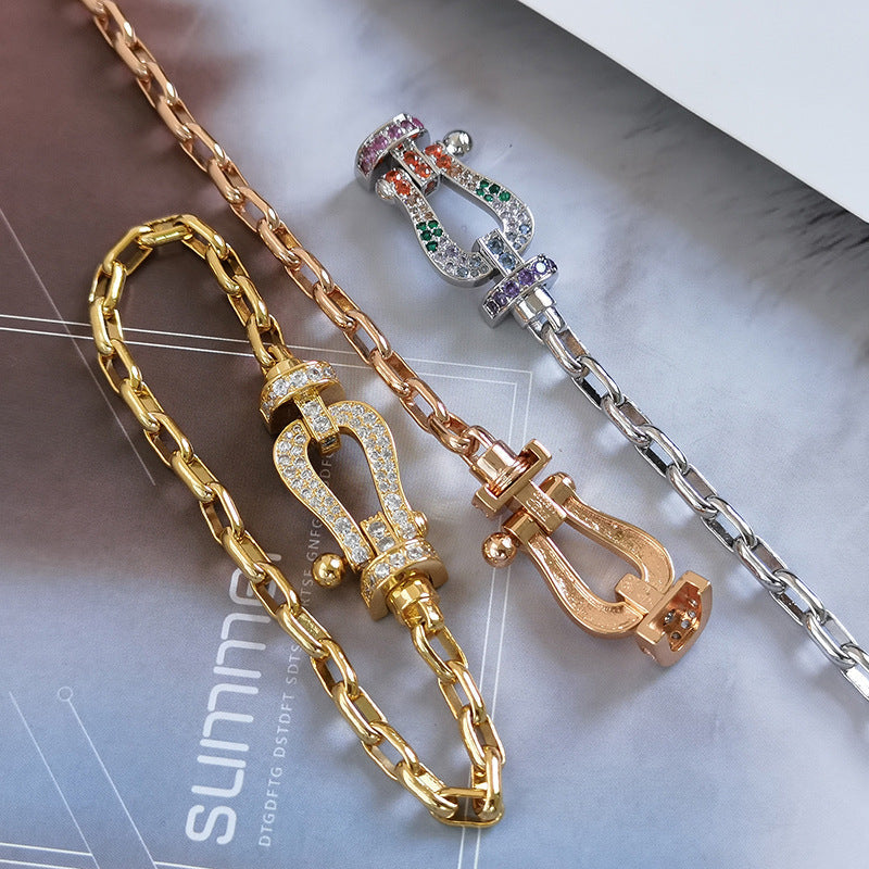 [⭐JeweliWhal]フォース ラージ ホースシュークラスプ メタルブレスレット