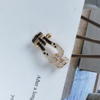 [⭐JeweliWhal]フォース ラージ ホースシュー ブラック ホワイト ダイヤモンド ブレスレット ローズゴールド