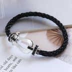 [⭐JeweliWhal]フォース ラージホースシュー ブラックダイヤモンドブレスレット シルバー