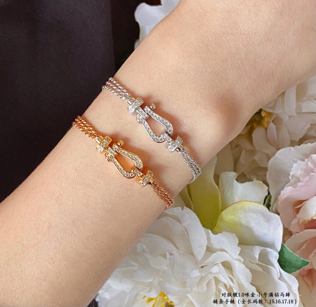 [⭐JeweliWhal]フォース スモール ホースシュー ダイヤモンド チェーン ロープ ブレスレット