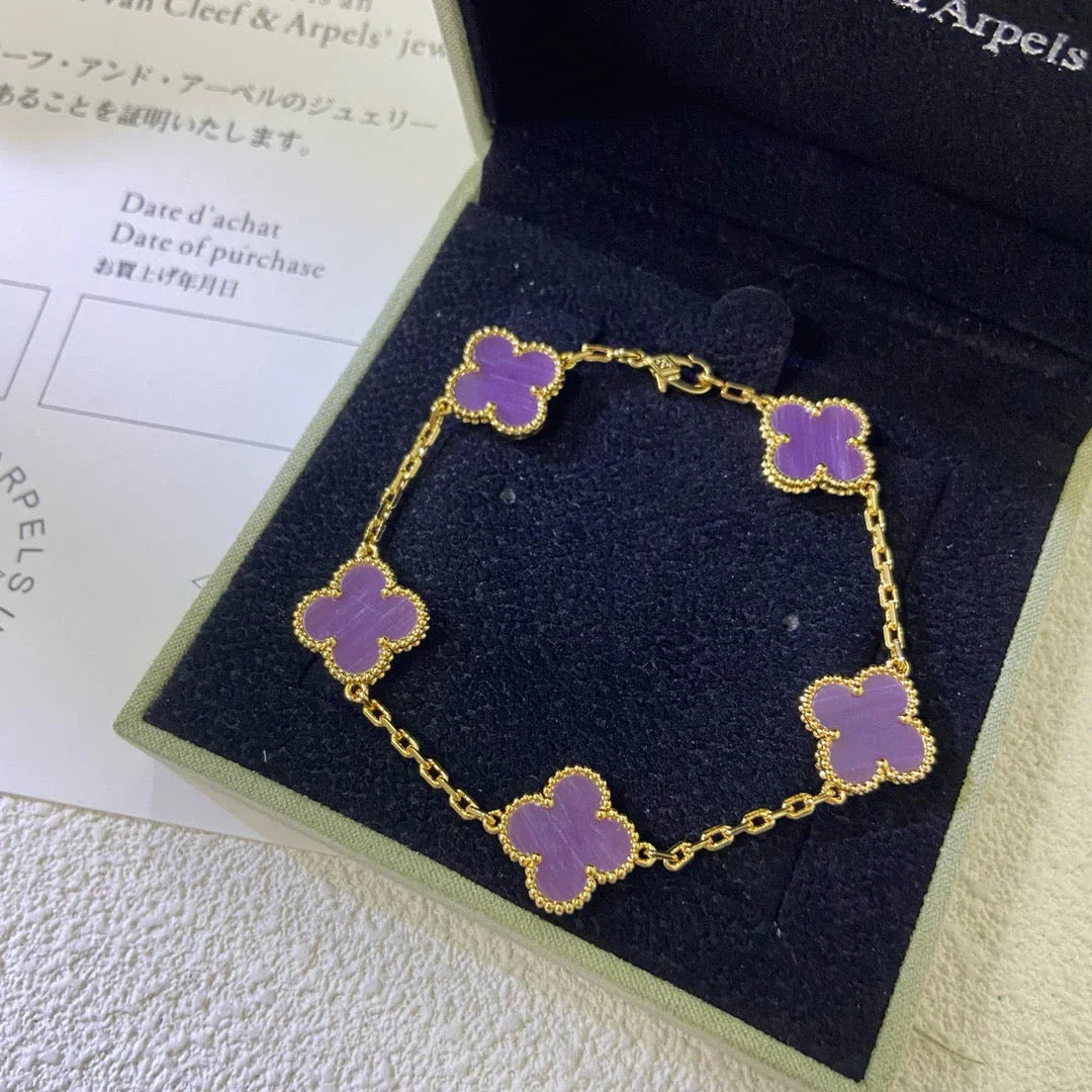 [⭐JeweliWhal] CLOVER 5 MOTIF VIOLET BRACELET COLLECTION