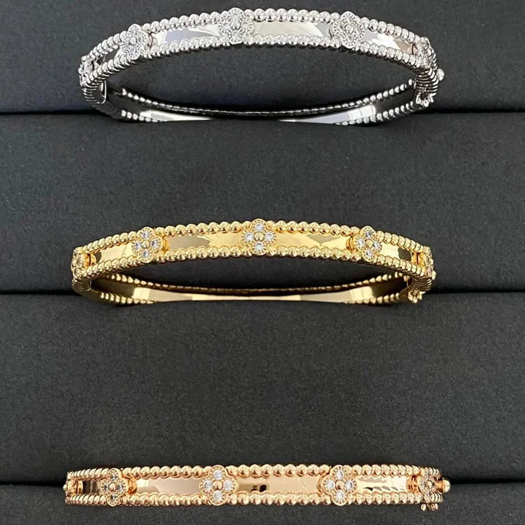 [⭐JeweliWhal]クローバーブレスレット 4mm ダイヤモンド