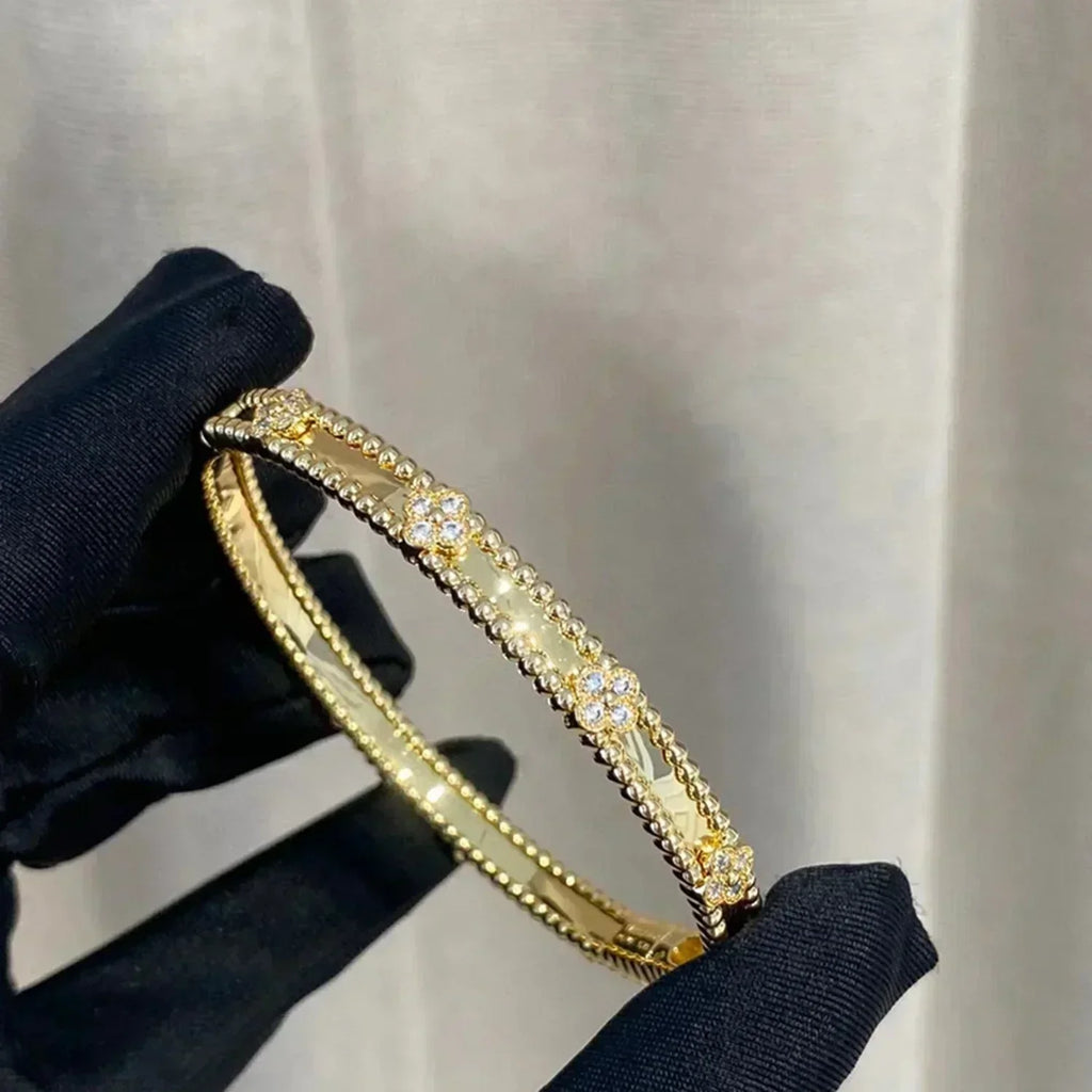 [⭐JeweliWhal]クローバーブレスレット 4mm ダイヤモンド
