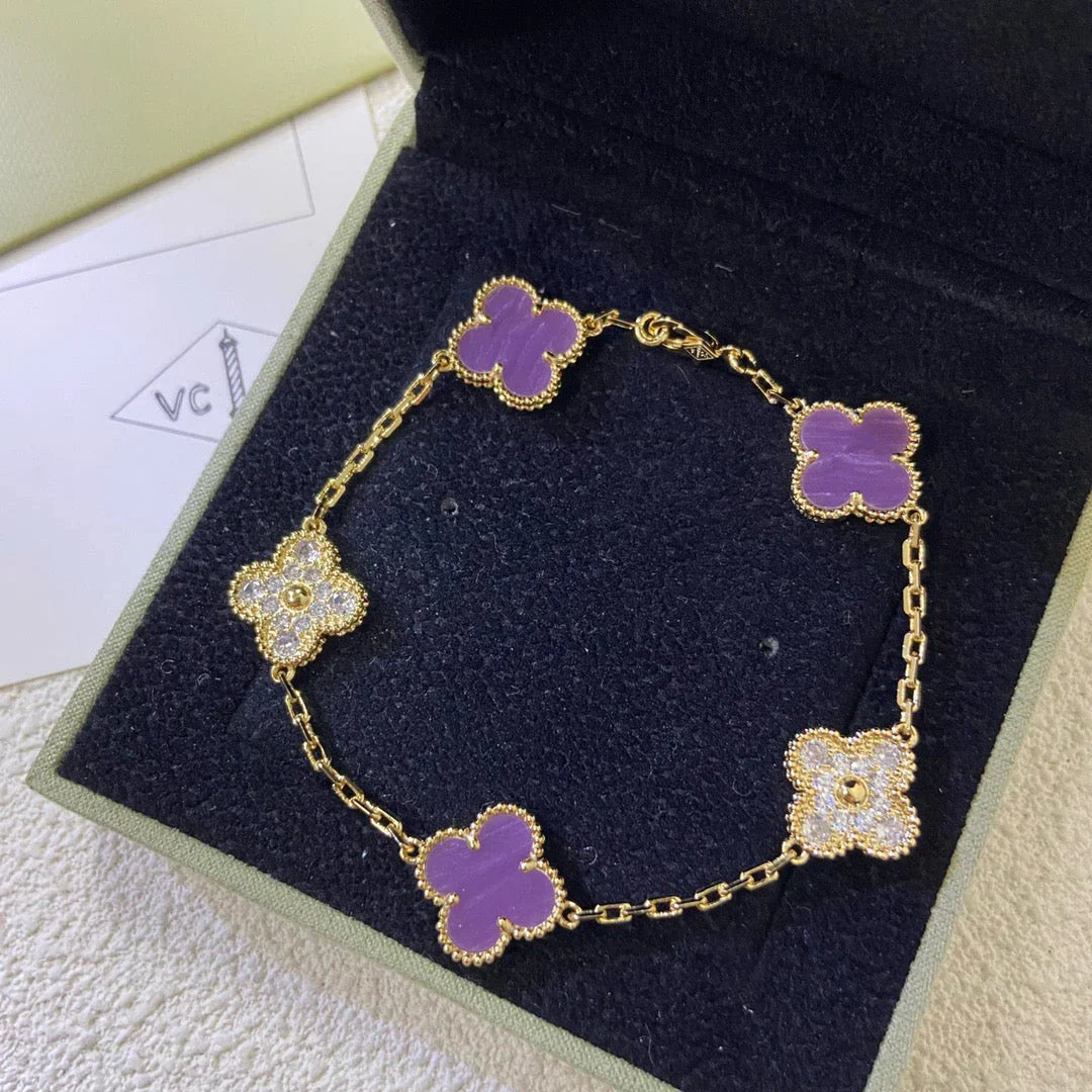 [⭐JeweliWhal] CLOVER 5 MOTIF VIOLET BRACELET COLLECTION