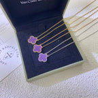 [⭐JeweliWhal Jewelry]CLOVER 15MM  PURPLE VIOLET NECKLACE