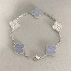 [⭐JeweliWhal] CLOVER 5 MOTIF PURPLE CHALCEDONY BRACELET COLLECTION