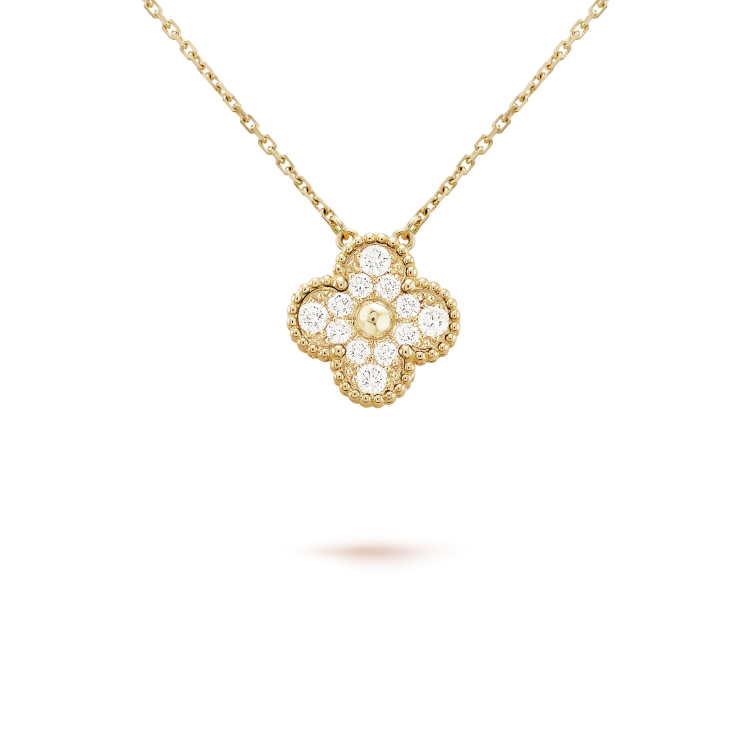[⭐JeweliWhal]クローバー 15mm ダイヤモンド シングルフラワーネックレス