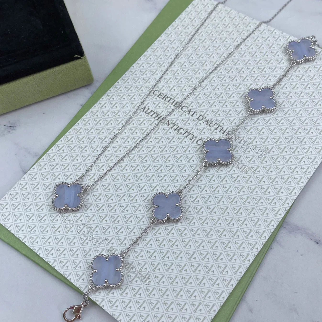 [⭐JeweliWhal] CLOVER 5 MOTIF PURPLE CHALCEDONY BRACELET COLLECTION