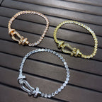 [⭐JeweliWhal]FORCE  LARGE HORSESHOE FULL DIAMOND TENNIS BRACELET