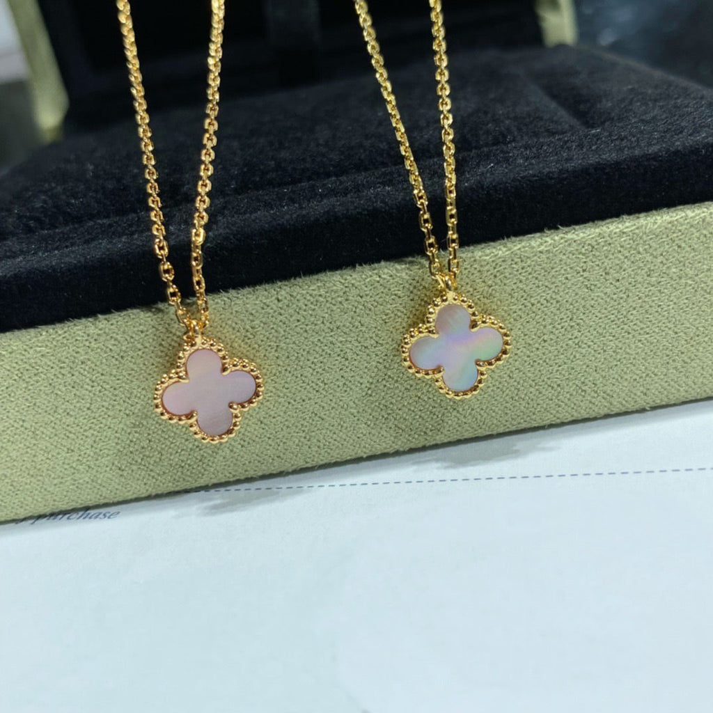 [⭐JeweliWhal]クローバー 15mm ピンク マザーオブパール シングルフラワーネックレス