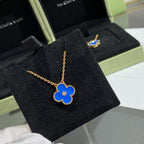 [⭐JeweliWhal]CLOVER 15MM DIAMOND AND BLUE AGATE NECKLACE