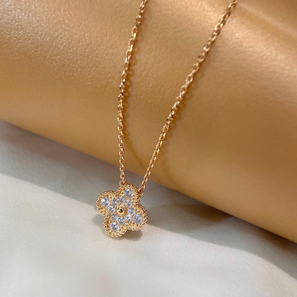 [⭐JeweliWhal]クローバー 15mm ダイヤモンド シングルフラワーネックレス