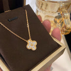 [⭐JeweliWhal]クローバー 15mm ダイヤモンド シングルフラワーネックレス