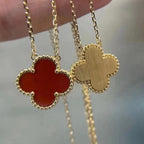 [⭐JeweliWhal]CLOVER 15MM CARNELIAN SINGLE FLOWER NECKLACE