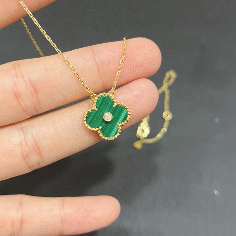 [⭐JeweliWhal]クローバー 15mm ダイヤモンド ターコイズ ネックレス